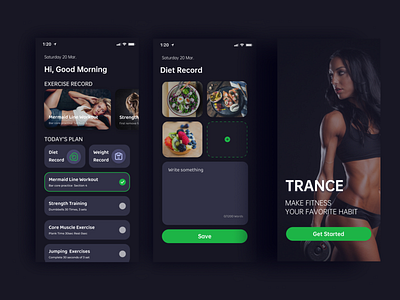 Exercise & diet healthy habits app design ui