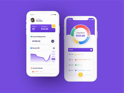 Bookkeeping (Income and expenditure) app design ui