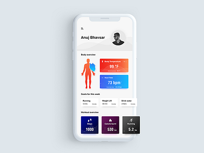 Fiteness Profile - Daily UI challenge 006 challenge coffee daily dailyui fitness fitnessui gradient illustration profile thebeeest ui web