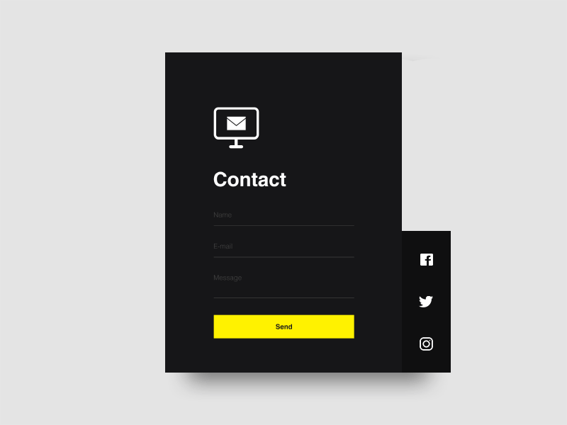 Contact - Daily UI challenge 028 aftereffects animation challenge contact dailyui facebook instagram motion twitter ui ui challenge ux