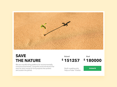 Crowdfunding - Daily UI challenge 032 challenge charity crowdfunding dailyui donate minimal nature ui ui challenge ux