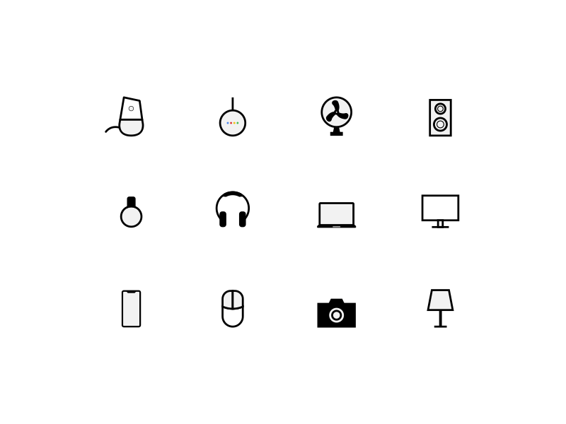 Icon Set - Daily UI challenge 055 animation apple camera fan google google home headphone icon set icons interaction micro interaction motion