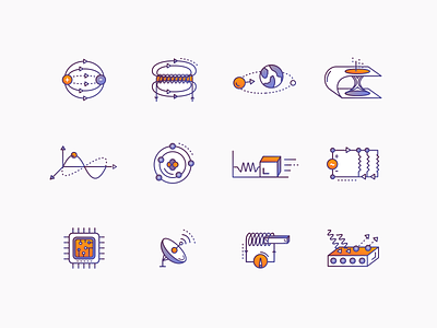 Physics Icons #1 brewex education gradient icons icon design icon set icons illustrations physics science science illustration
