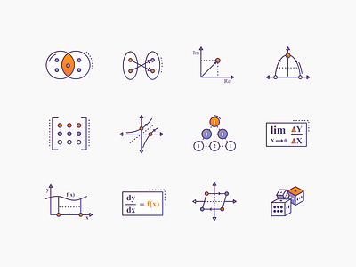 Maths Icons #1 brewex education gradient icon icon design icon set iconography icons illustrations maths science