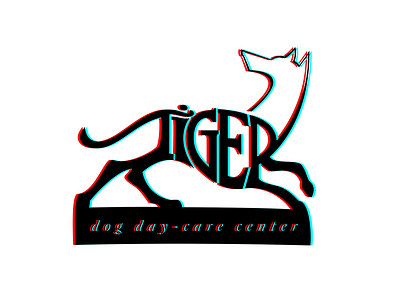 Tiger dog day-care center Logo 3d black dog flat logo sandra tiger white