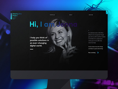 Hi, I am Jenna black dark design landingpage onepage typography webdesign woman