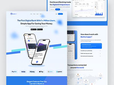 Bankrut - Digital Banking Landing Page Website landing page bank ui bank ui finance