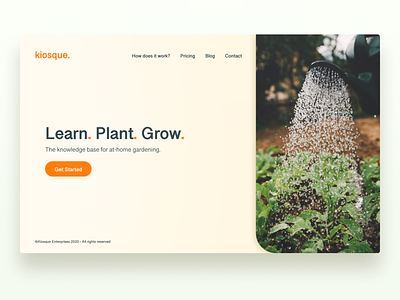 Daily UI | 003 - Landing Page UI branding daily ui 003 dailyui design gardening kiosque landing page plants product design rounded corners ui uiux web design website