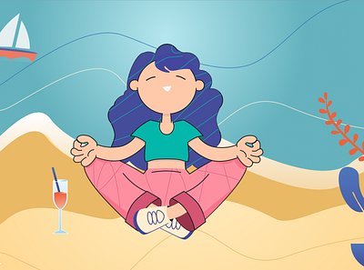 Yogini aquatic beach dribbble best shot graphic design happy illustration yoga
