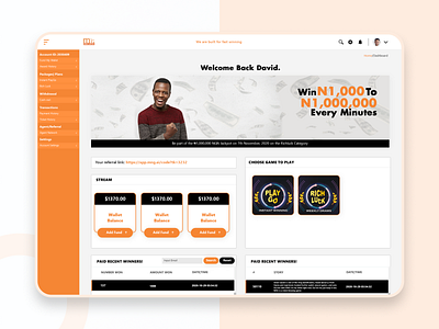 MNG Lottery app design dashboard design graphic design lottery lottery dashboard design