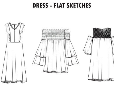 Dress Flat Sketches - 1 cad dresses flat sketch