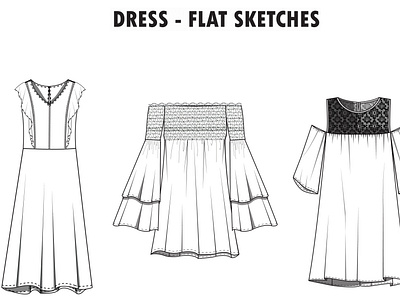 Dress Flat Sketches - 1