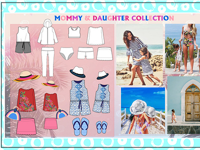 Mommy & Daughter Beach Collection accessories design dress hat illustration summer
