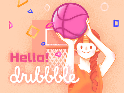 Hello dribbble! character girl hello illustration player shot
