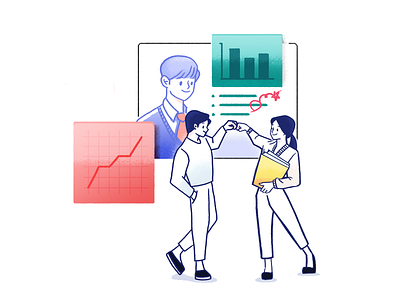 Coworker character communication graph illustration