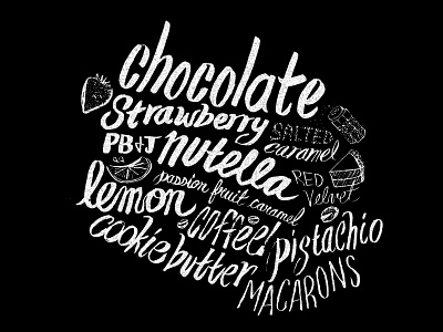 Macaron Flavors brush calligraphy flavors hand drawn lettering macaron typography