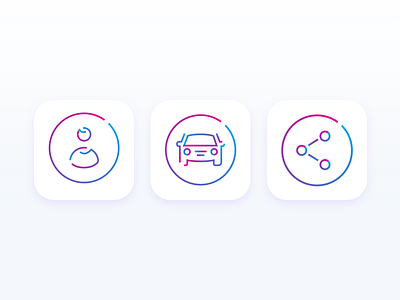 Lines and colors app car circle gradient icon id illustration logo person share vehicle visual identity