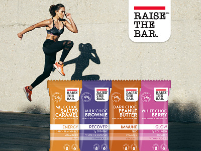 Raise the Bar Functional Nutrition Packaging Design branding design flyer design graphic design packaging design point of sale