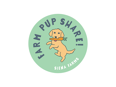 Farm Pup Share Sticker badge carrot dog farm golden retriever illustration jumping logo patch sticker