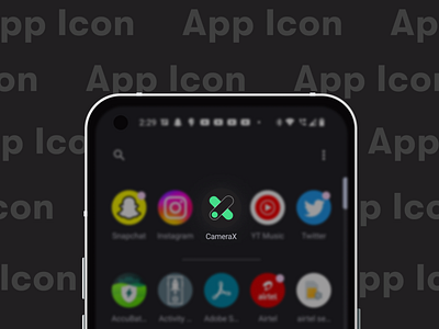 CameraX - App Icon (Dark Theme) app icon branding camera app camera app icon dark icon dark mode graphic design icon design logo logo design unique icon