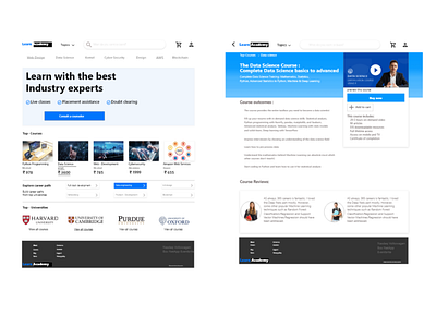 Learn academy homepage and selection course edtech firstdesign inspiration learning ui ux