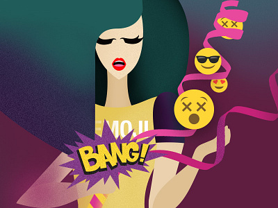 Emoji battle illustration bang colour digital emoji fashion game illustration smile