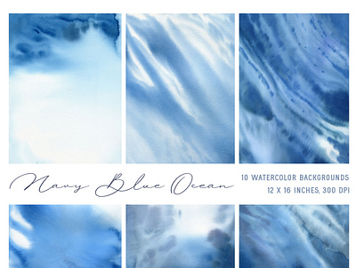 Watercolor blue water backgrounds design navy blue ocean ocean digital paper sea seawater papers water illustration watercolor background