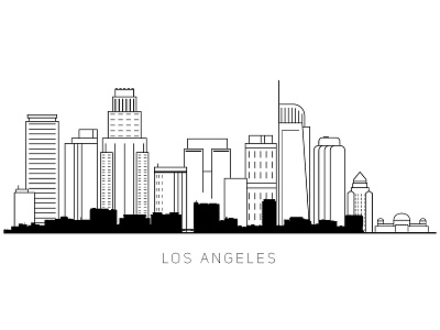 Skyline of Los Angeles california design illustrator line art los angeles monochromatic skyline