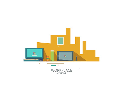 my workspace 2d flat graphic home vector workspace
