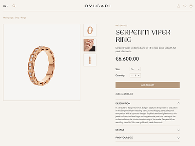 Concept of Bvlgari Product page design jewelry product page ui ui design uiux website