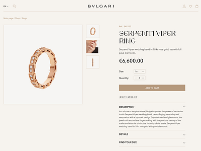 Concept of Bvlgari Product page