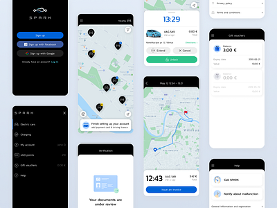 SPARK app redesign app car sharing electric car travel