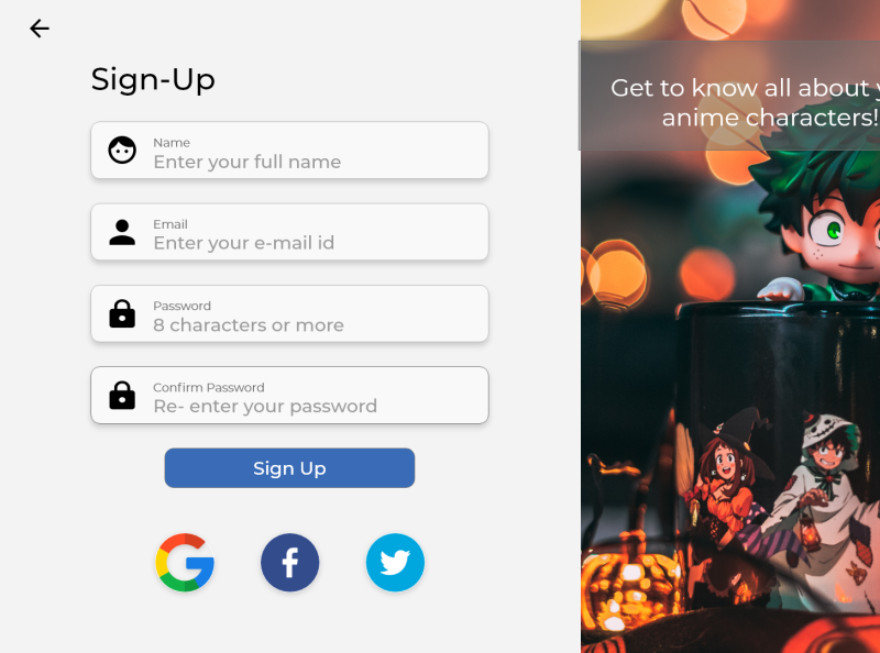 Sign Up Page For An Anime Website By Somya Agrawal On Dribbble