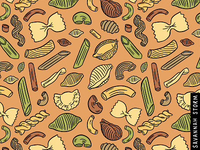 Pasta Pattern food illustration illustration pattern design repeat pattern surface pattern design uk illustrator