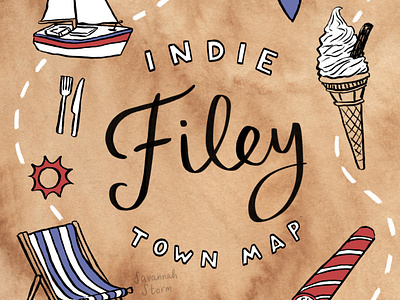 Indie Filey Cover book cover cover illustration hand lettering illustration map illustration seaside uk illustrator