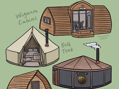 Glamping Gift Shop camping campsite digital illustration glamping illustration infographic uk illustrator