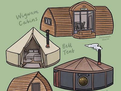 Glamping Gift Shop camping campsite digital illustration glamping illustration infographic uk illustrator