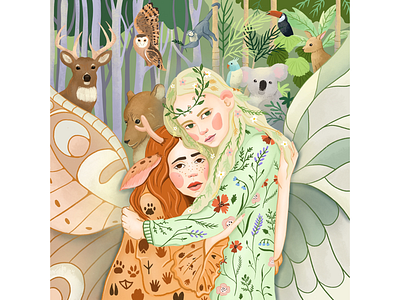 Flora and Fauna art characters digital ecology girls illustration pic