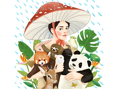 Unite animals art characters digital ecology girl illustration pic