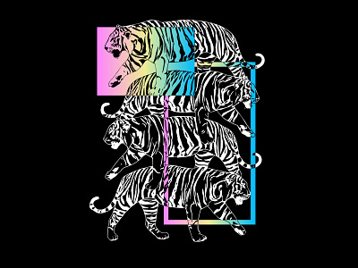 vision quest i art california cmyk digitized drawing gradient gradient design hand drawn illustration rainbow tiger tiger king tigers