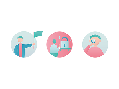 Maiia branding - circles part 2 beginning brand design branding character circle cleaning faceless first healthcare illustration illustrator lock locker magnifier maiia maiia minimalism not found search start