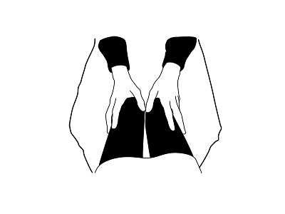 hands on me black and white illustration minimalism