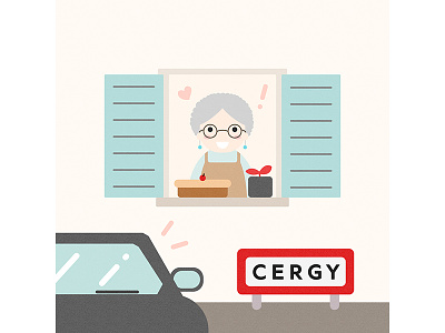 Granny Cergy car granny illustration