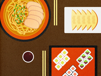 03 chopstick food gyoza illustration japanese maki ramen sushi
