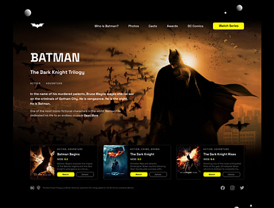 Batman - Dark Theme adobexd competitiveanalysis design ui uiux ux uxresearch websitedesign