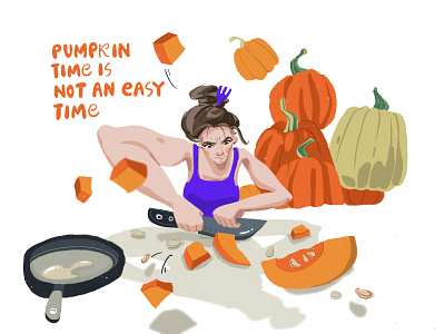 Pumpkin time character character design cooking girl character illustration people people flat people illustration procreate procreateapp pumpkin