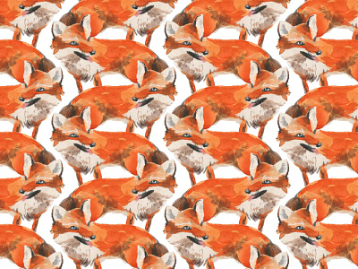 Endless fox pattern animal pattern fox red pattern watercolor watercolor pattern