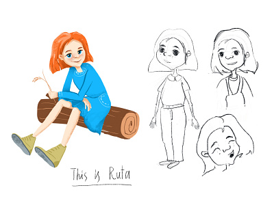 Ruta, Little girl book illustration character design illustraion procreate story illustration