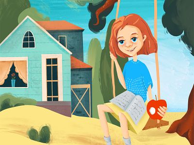 Picture for cover of book character design childrens book childrens illustration cover artwork flat illustration girl character procreate redhead