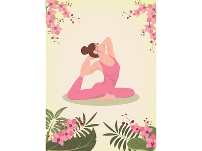 girl doing yoga design graphic design illustration девушка занимается йогой йога